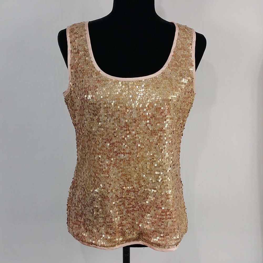 Chico's Satin Trim Sequin Tank